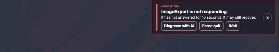 Ειδοποίηση is not responding με Diagnose with AI, Force quit και Wait