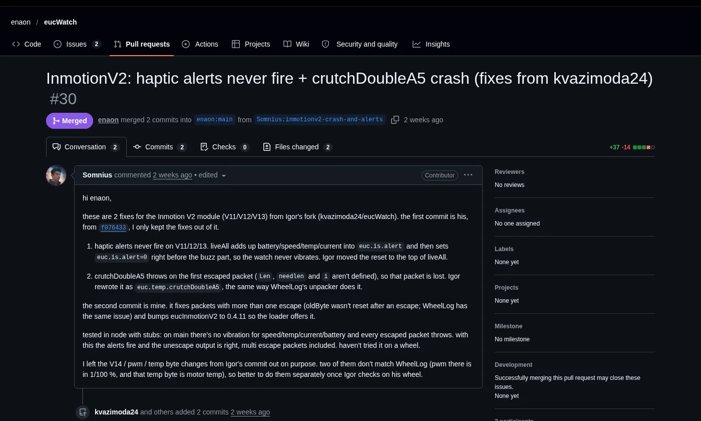 Το pull request #30, ενσωματωμένο στο έργο