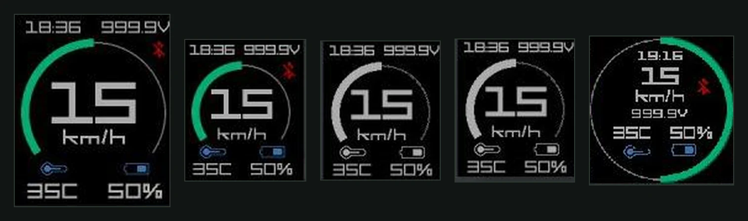 The watchapp in five emulators: Pebble Time 2, Time, two black-and-white Pebbles and Pebble Time Round