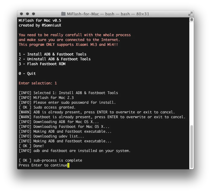 MiFlash for Mac, δεύτερη οθόνη