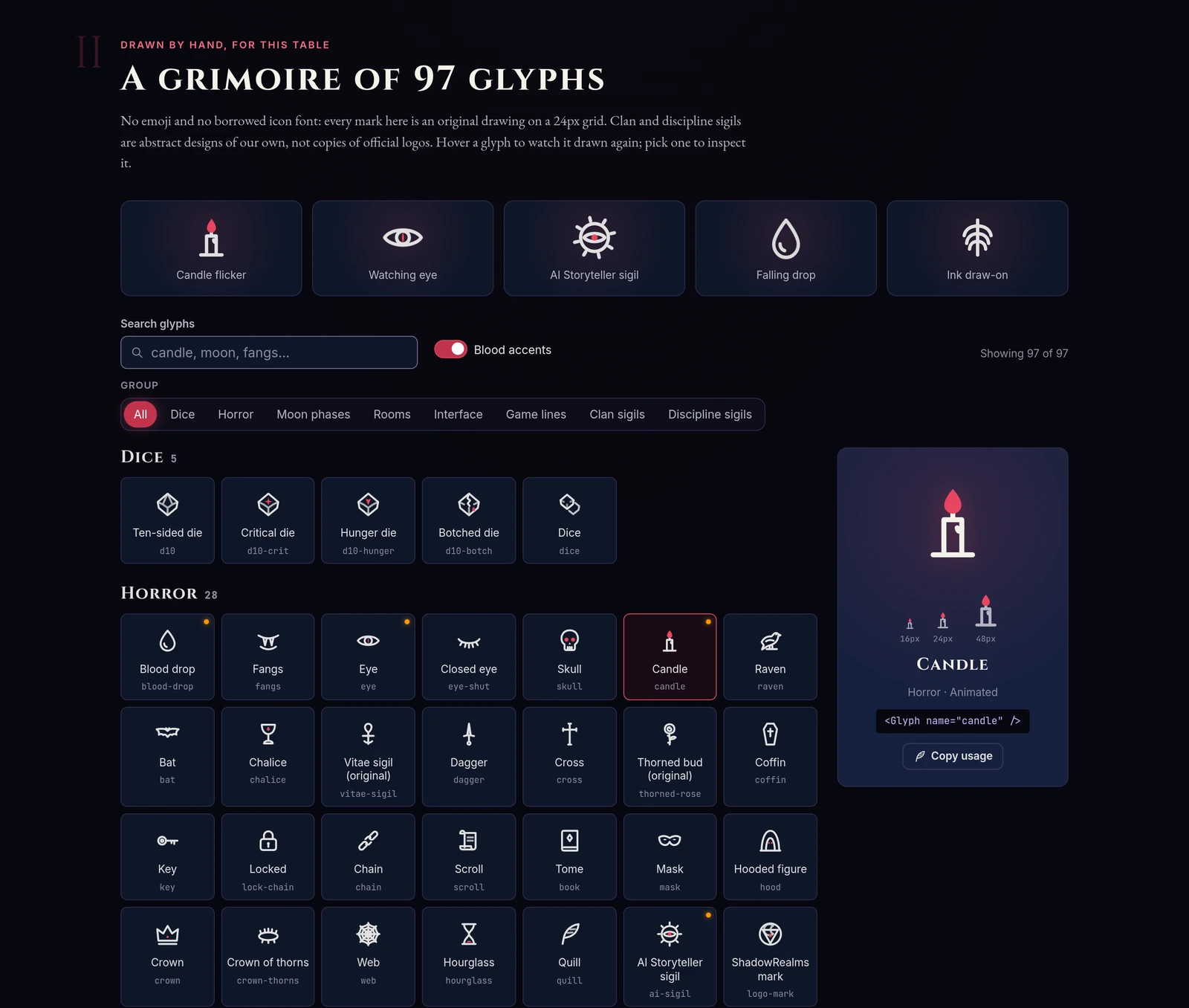 Το grimoire με τα 97 σύμβολα