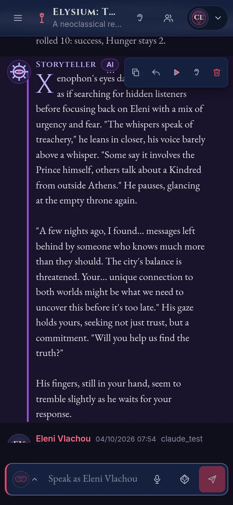 A message’s menu on a phone, with Read this and Read from here