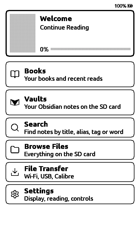 The VaultInk home screen